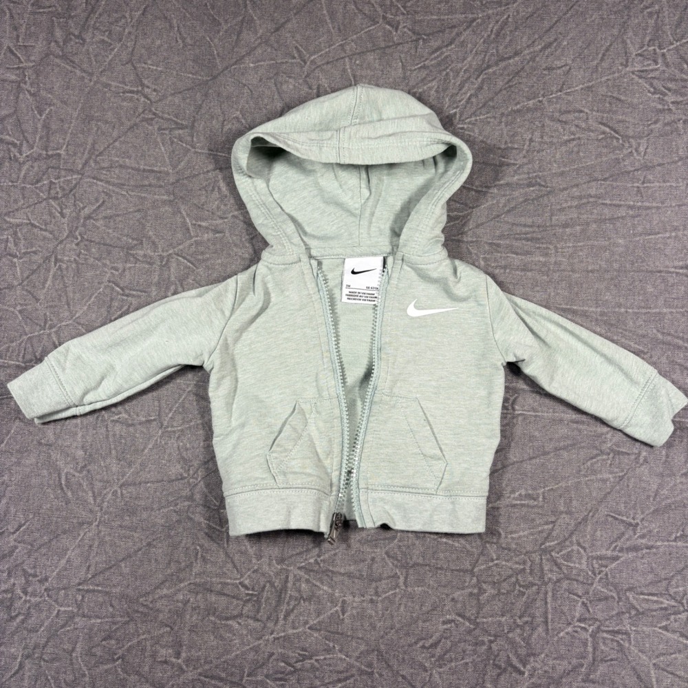 Nike Hoodie Unisex 3M Green Full Zip Swoosh Logo Heathered Activewear Sweatshirt